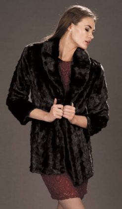 Beautifully tailored glossy black mink jacket