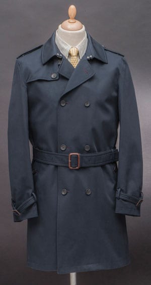 The ultimate outer layer, and this classic-fit navy double-breasted trench coat for all seasons