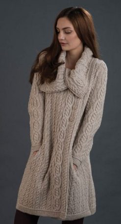 Beautiful and stylish merino wool Aran coat from Co Kildare