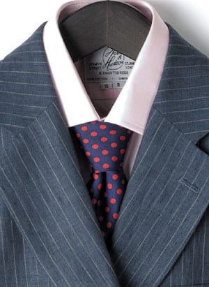 Navy Silk Tie with Red Spots
