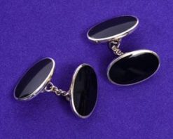 Sterling silver and black onyx chain link cufflinks