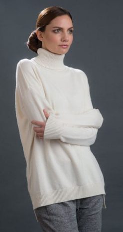 Italian cashmere-silk blend oversize polo-neck jumper