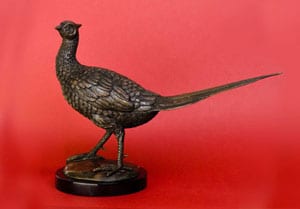Cock pheasant cast in bronze, large: a sculpture classic