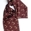 Burgundy cravat with partidge motif