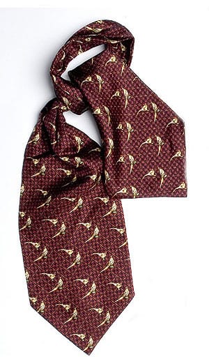 Burgundy cravat with partidge motif