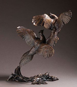 ‘Pheasants At Dawn’ Limited Edition Bronze by Michael Simpson