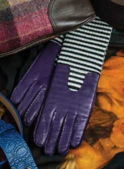 Show-stopping lambskin gloves with black and white stripes