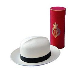Proper Panama hat: the top-quality Superfine Folder (Grade 8) from Christy & Co: with gold embossed storage tube