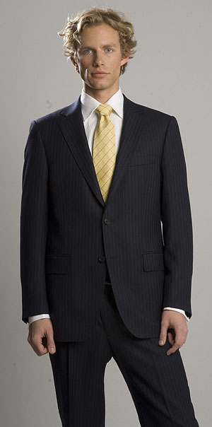 Pure wool navy pinstripe suit - saving £101