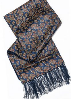 Regal paisley silk and plain wool scarf for gentlemen, a snip at £29
