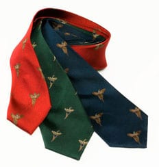 Pure silk woven tie: Pheasants in Flight