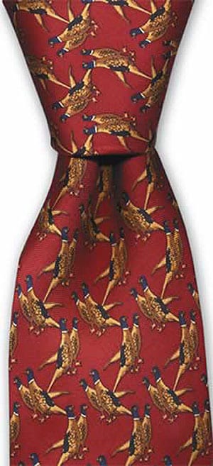 Brace of Pheasants tie in pure silk