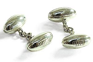 Handmade sterling silver rugby cufflinks by Martick of London