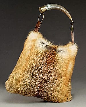 Red fox fur designer handbag