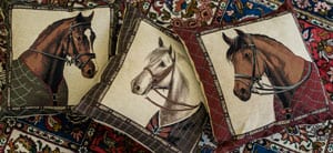 Smart new Flemish tapestry Racehorse cushions