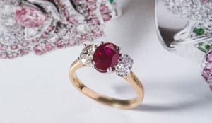 Fine Burmese ruby and diamond ring from Hatton Garden