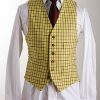 The classic pure wool doeskin yellow check waistcoat: just arrived