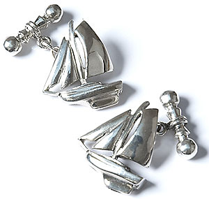 Handmade sterling silver yacht cufflinks by Martick of London
