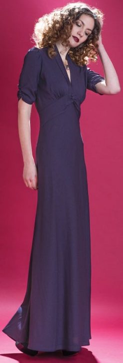 Velvet Revolution: the new Nancy Mac Collection: Sable maxi dress in currant crepe