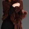 New Symphony Collection of fine merino shawls trimmed with fox fur: the Capricieuse