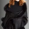 New Symphony Collection of fine merino shawls trimmed with fox fur: the Mystica