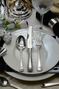 English silver, the ultimate cutlery: Canteen of Sovereign 60-piece Silver Plated Cutlery by Arthur Price