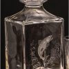 Superb Royal Brierley hand engraved crystal Leaping Salmon Decanter by Dartington Crystal