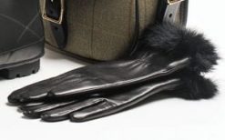 Soft leather gloves with rabbit fur trim by Southcombe of Somerset