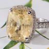 The Sundance Ring: Large 13.10 Carat Natural Yellow Sapphire, Diamond and 18ct White Gold