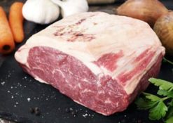 Succulent, tender aged beef striploin roasts and steaks at chefs' prices