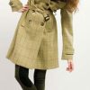 Stylish pure wool double-breasted tweed ladies' trench