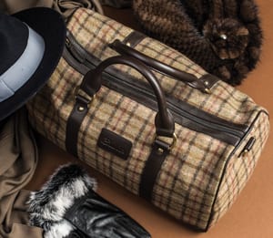 Limited edition pure wool tweed and leather day bag by Abraham Moon
