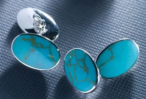 Turquoise and sterling silver cufflinks, a snip at £23