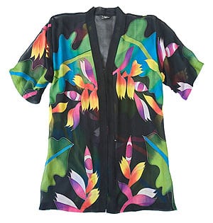 Tropic Ginger pure silk hand-painted top from Hawaii