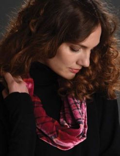 Silk Art: Pure silk velvet tartan infinity scarf