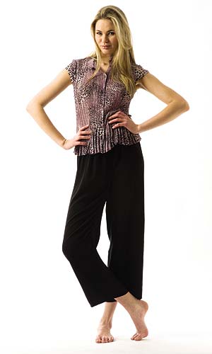 Black wide-leg trousers with elasticated waist