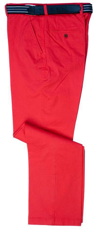 Non-boring, in-vogue red chinos by English tailors Gurteen