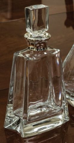 Magnificent English sterling silver-mounted square-cut spirit decanter