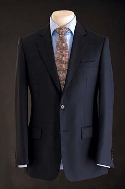 Elegant, well-cut and beautifully tailored pure wool hand-stitched navy suit: save over £200