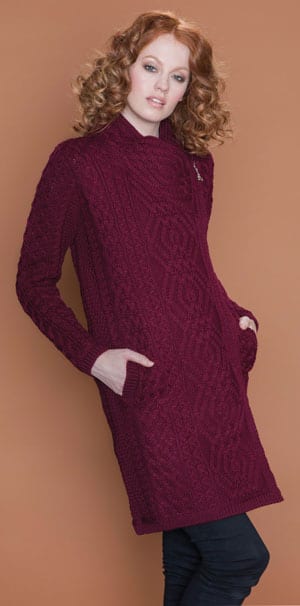 Fashionable, warm, soft Merino side-zip coat by Westend of Ireland
