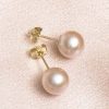Rose pearl stud earrings from Hawaii, set on 14ct yellow gold