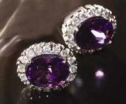 Amethyst and Diamond Cluster Earrings