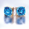 Pineapple Cut Aquamarine earrings in 18ct Rose Gold