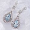 Aquamarine, diamond and 18ct gold pendant earrings