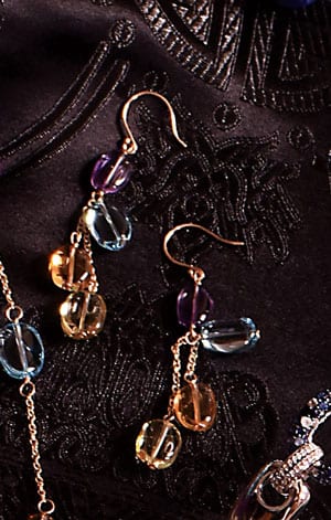Delightful Angel Falls Earrings in natural gemstones and 14ct gold