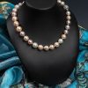 Magnificent new Aida Necklace of natural orchid pearls with a diamond and white gold clasp