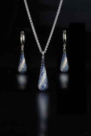 New Sapphire and Silver Collection from New York: Aphros Teardrop Pendant and Earrings