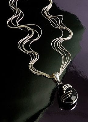 'Caress' Onyx and Silver Pendant