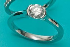 Tension-set round brilliant solitaire diamond ring