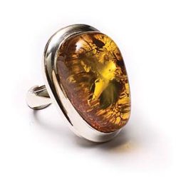 Emperio ring in amber and sterling silver